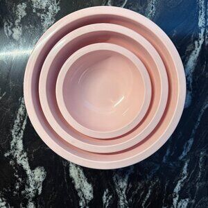 Pottery Barn Kids Set 3 Mixing Bowls Light Pink Melamine Nest Retro Play Kitchen
